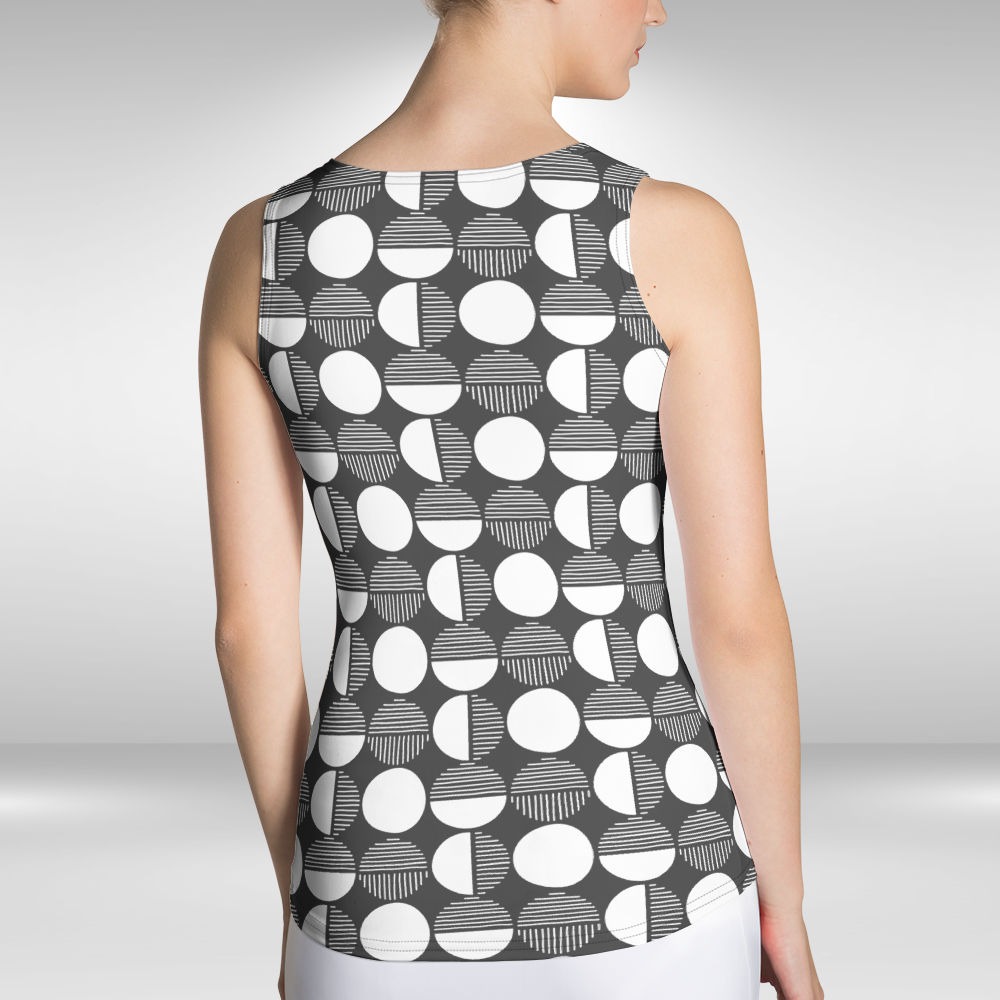 Women Tank Top - Black and White Geometric Print