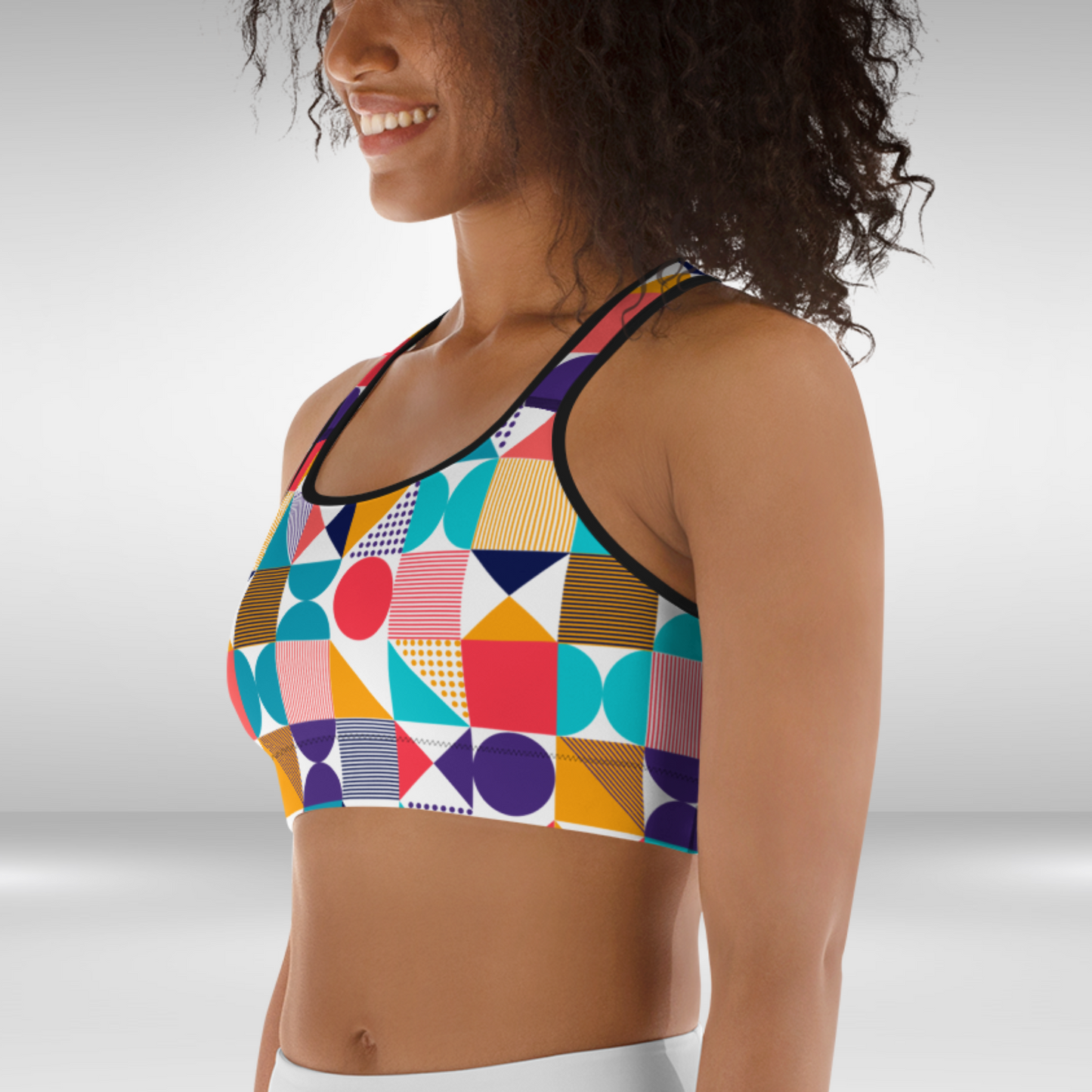Women Sports bra - Multi Colour Sporty Print