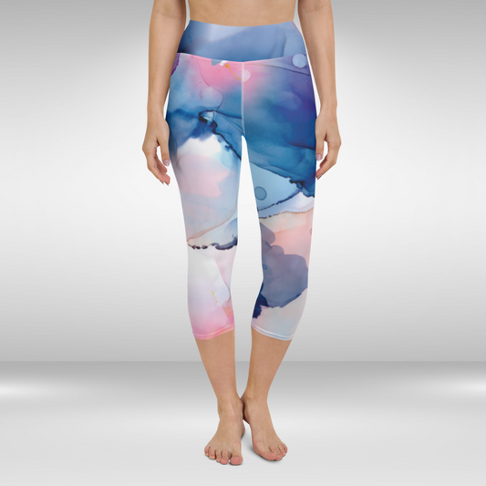 Women Capri Legging - Abstract Fluid Print
