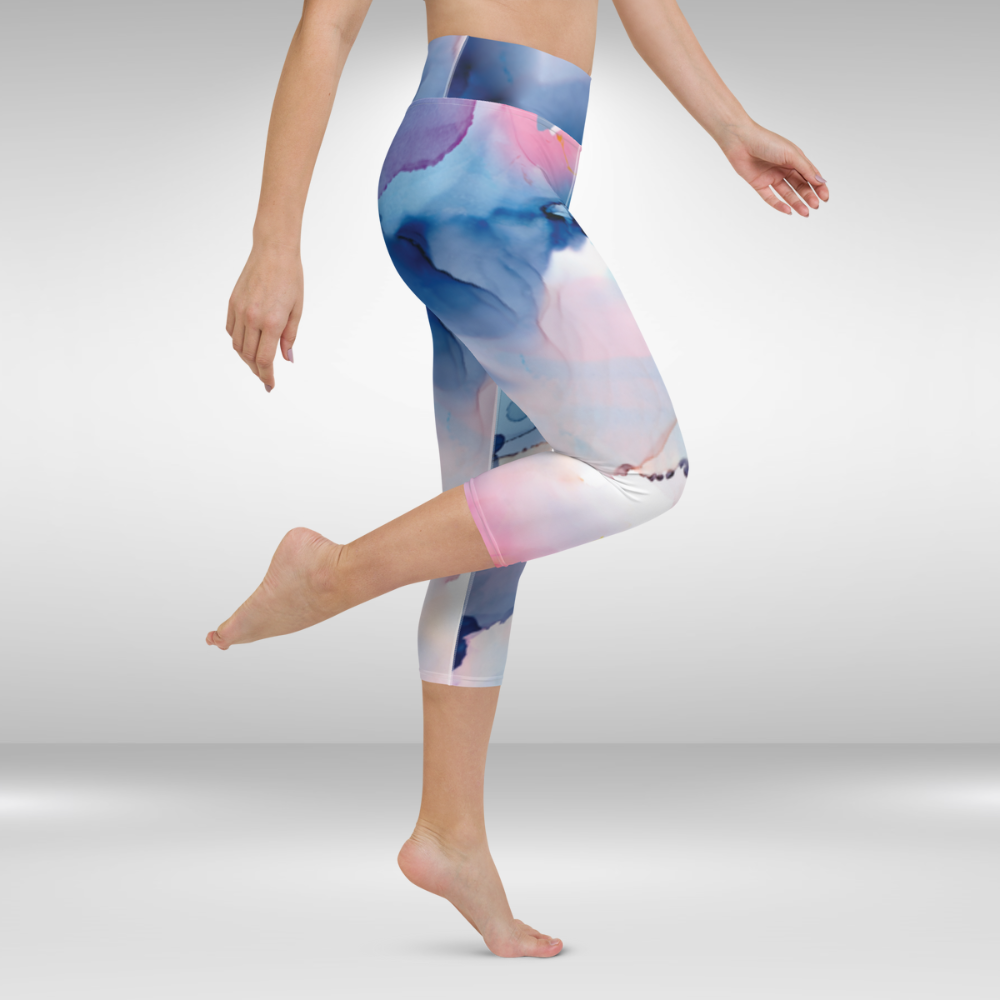 Women Capri Legging - Abstract Fluid Print