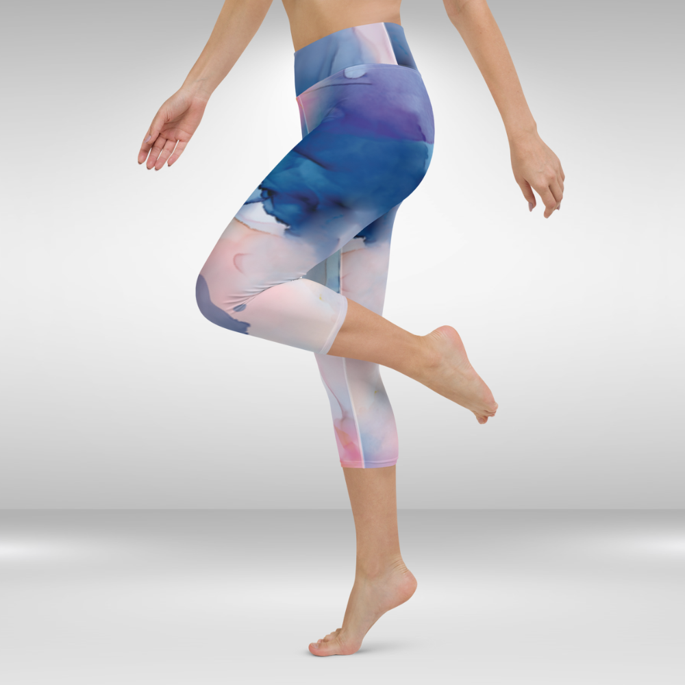 Women Capri Legging - Abstract Fluid Print