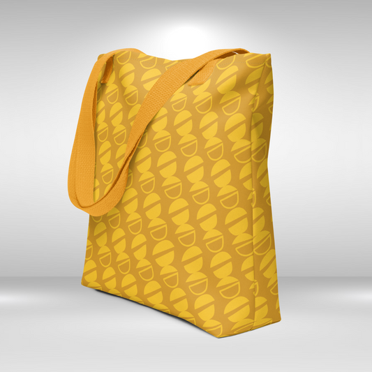 Shopping Tote Bag - Mustard Abstract Print