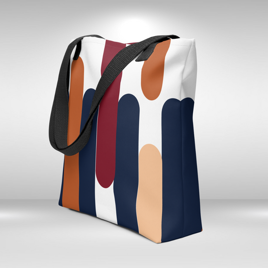 Shopping Tote Bag - White Abstract Print
