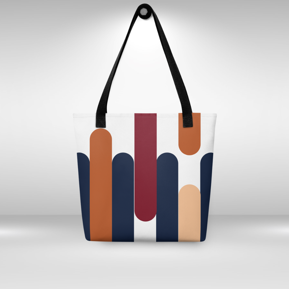 Shopping Tote Bag - White Abstract Print