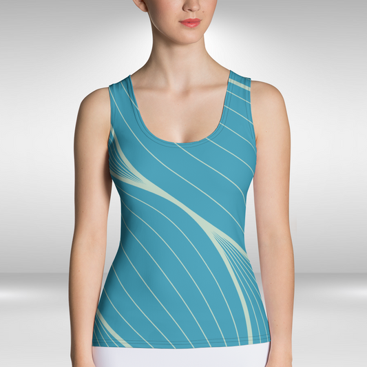 Women Tank Top - Blue Abstract Print