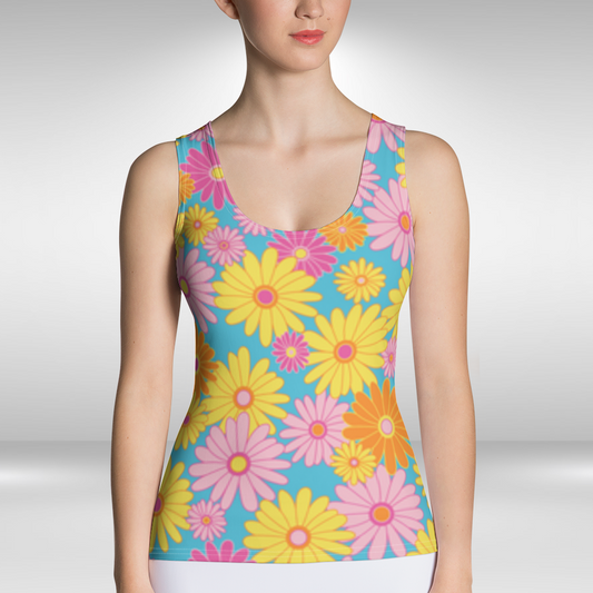 Women Tank Top - Bright Floral Print