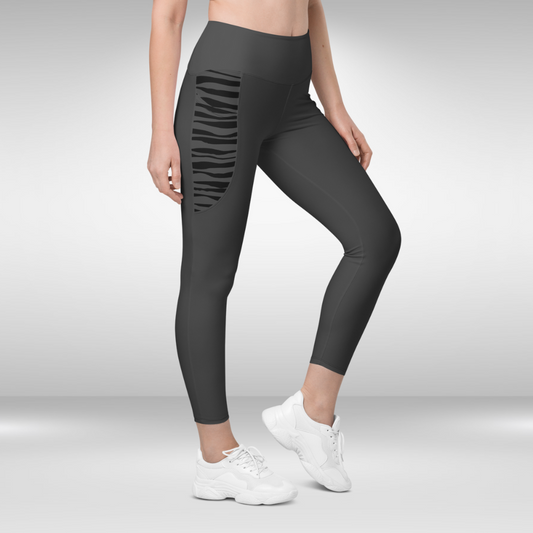 Women Legging With Pockets - Charcoal - Plus Sizes Available