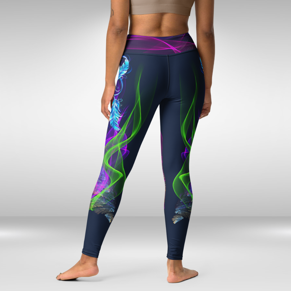 Women Yoga Legging - Blue Infinity Flame Print