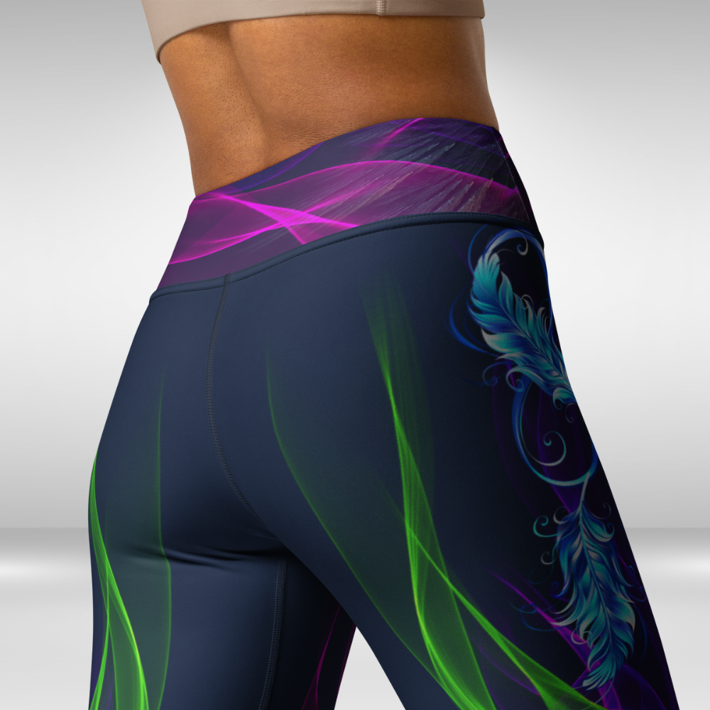Women Yoga Legging - Blue Infinity Flame Print