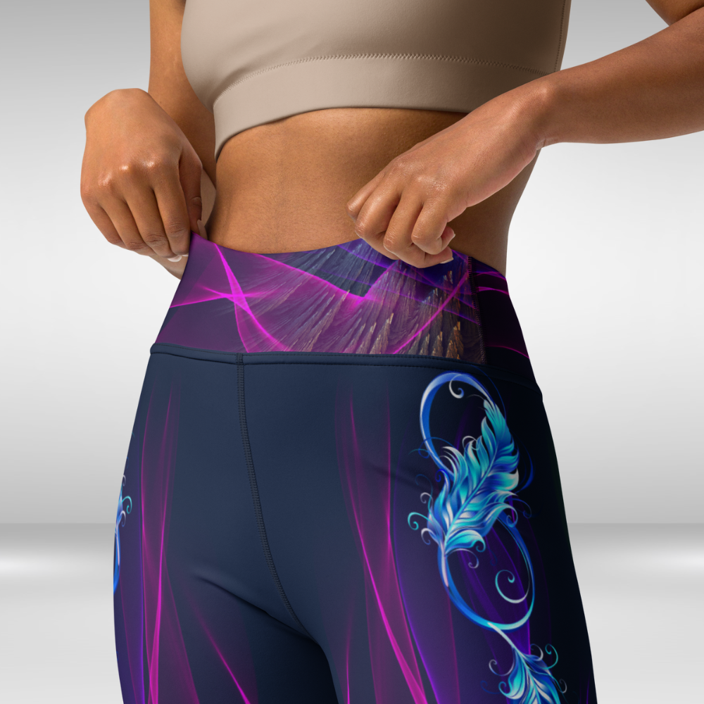 Women Yoga Legging - Blue Infinity Flame Print