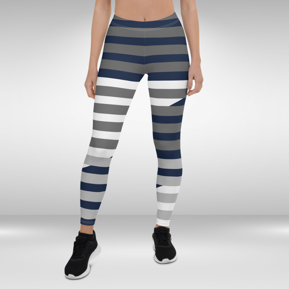 Navy Blue and White Horizontal Stripes Leggings for Sale by ColorPatterns