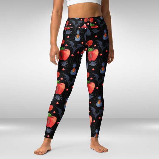 Women Yoga Legging - Red and Black Halloween Print