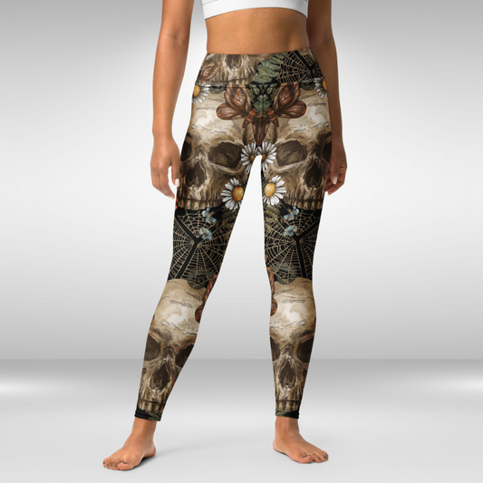 Women Yoga Legging - Halloween Skull Print
