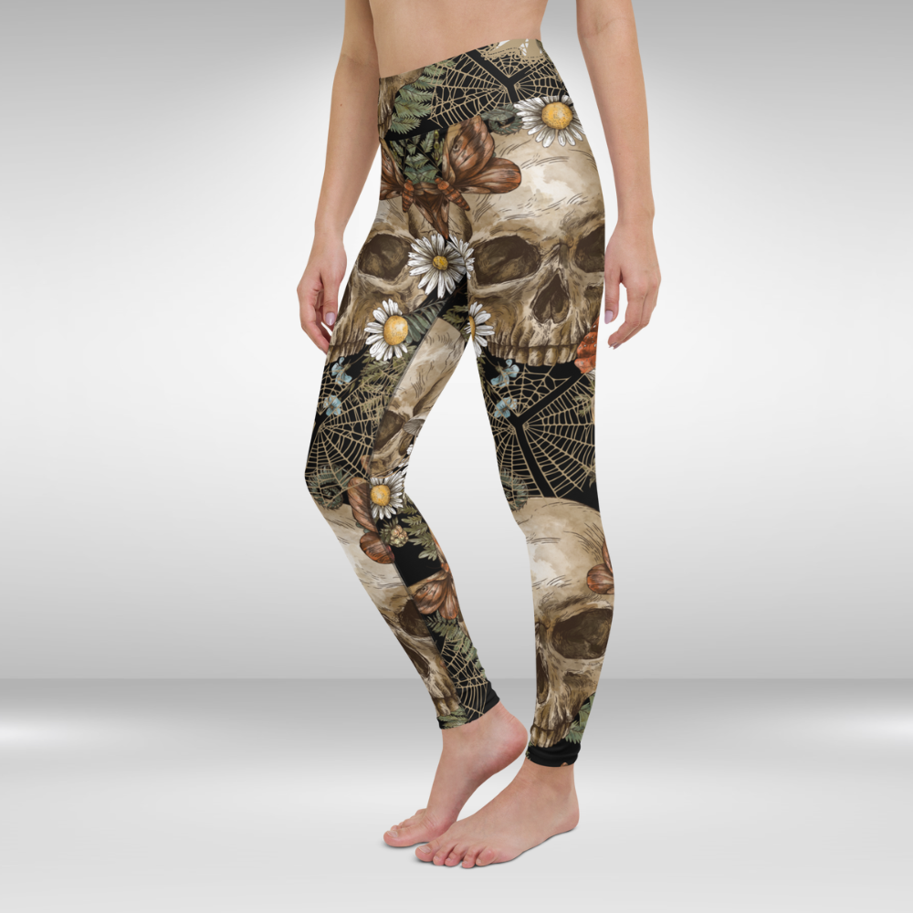 Women Yoga Legging - Halloween Skull Print