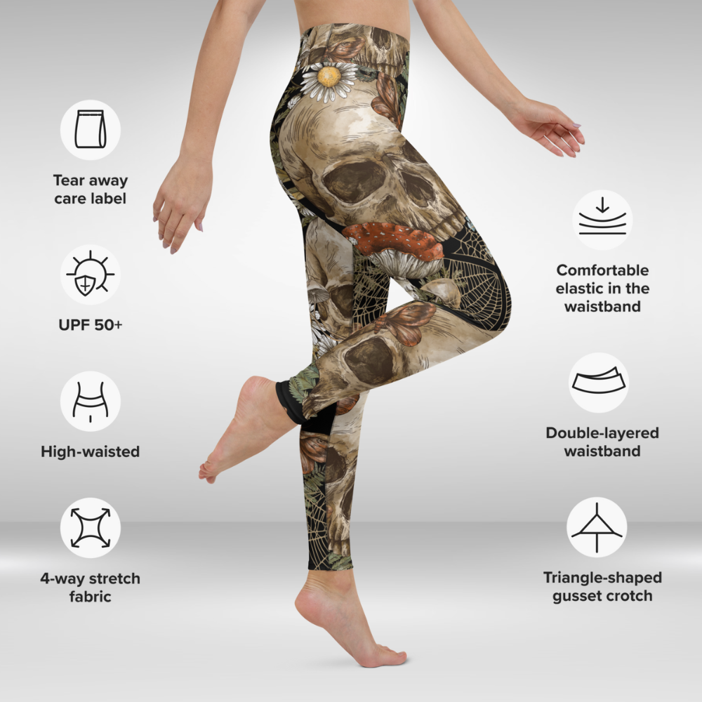 Women Yoga Legging - Halloween Skull Print