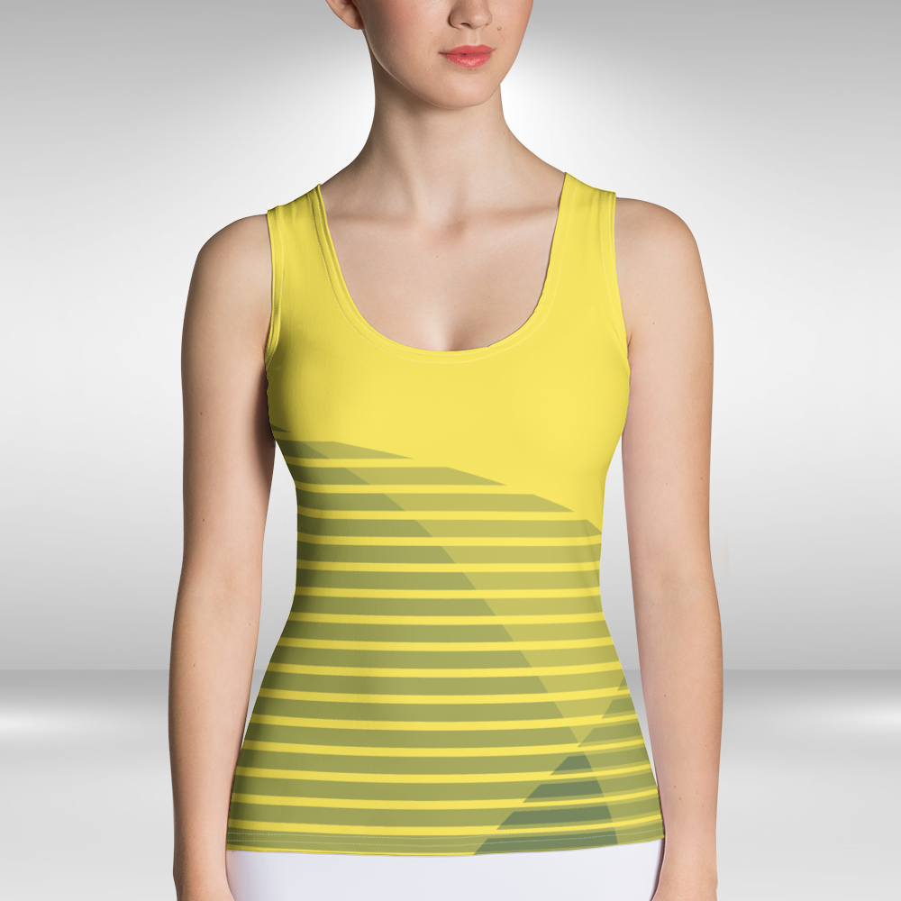 Women Tank Top - Yellow Abstract Print