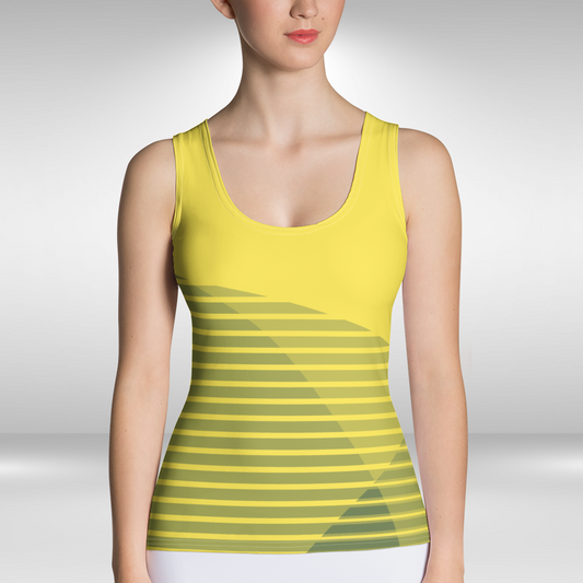 Women Tank Top - Yellow Abstract Print