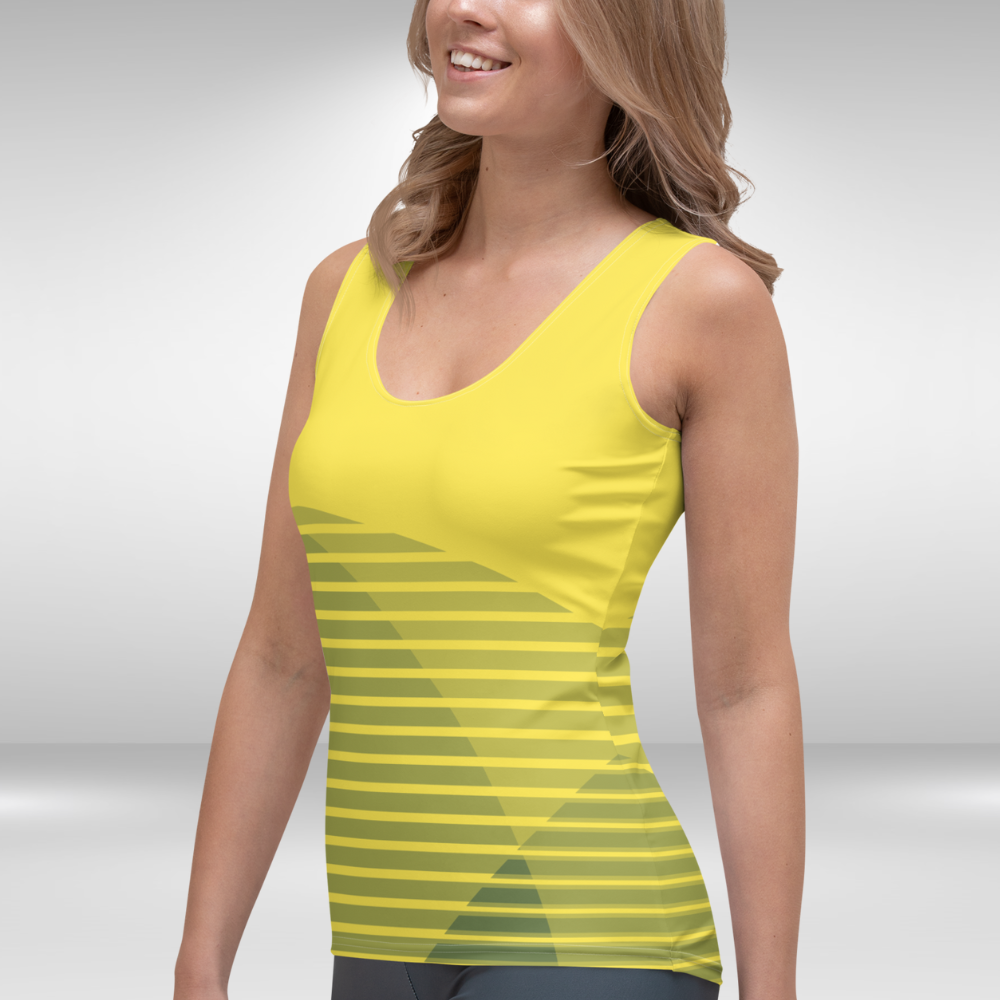 Women Tank Top - Yellow Abstract Print