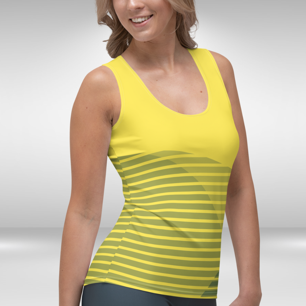 Women Tank Top - Yellow Abstract Print