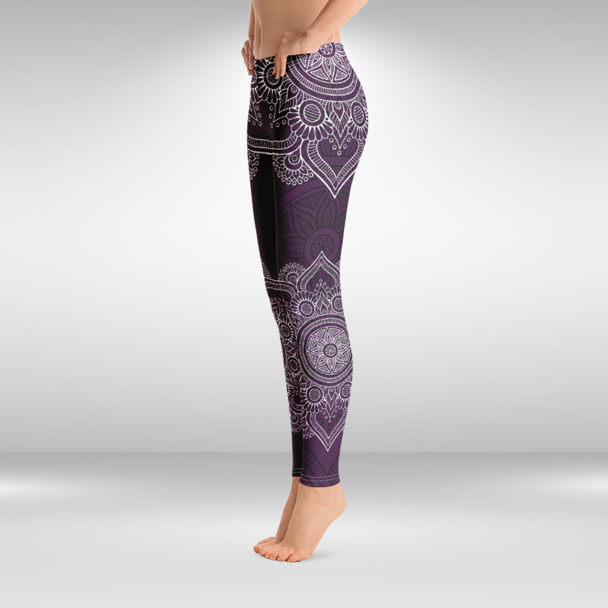 Women Gym Legging - Purple Mandala Print