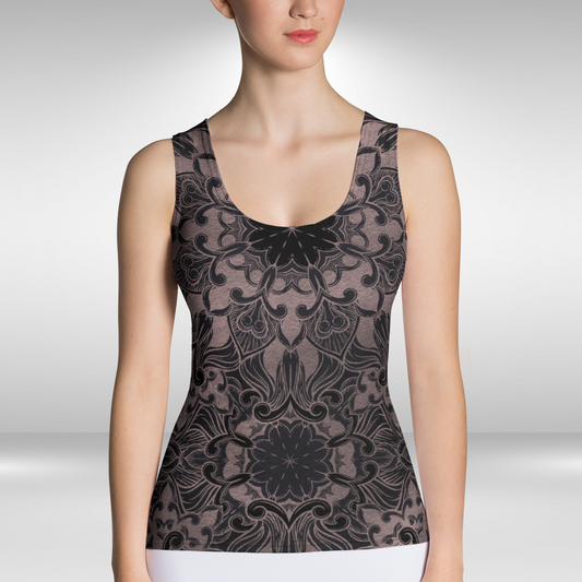 Women Tank Top - Black Mandala Print
