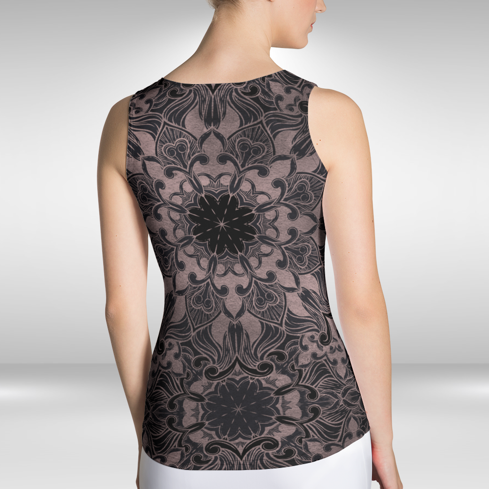 Women Tank Top - Black Mandala Print