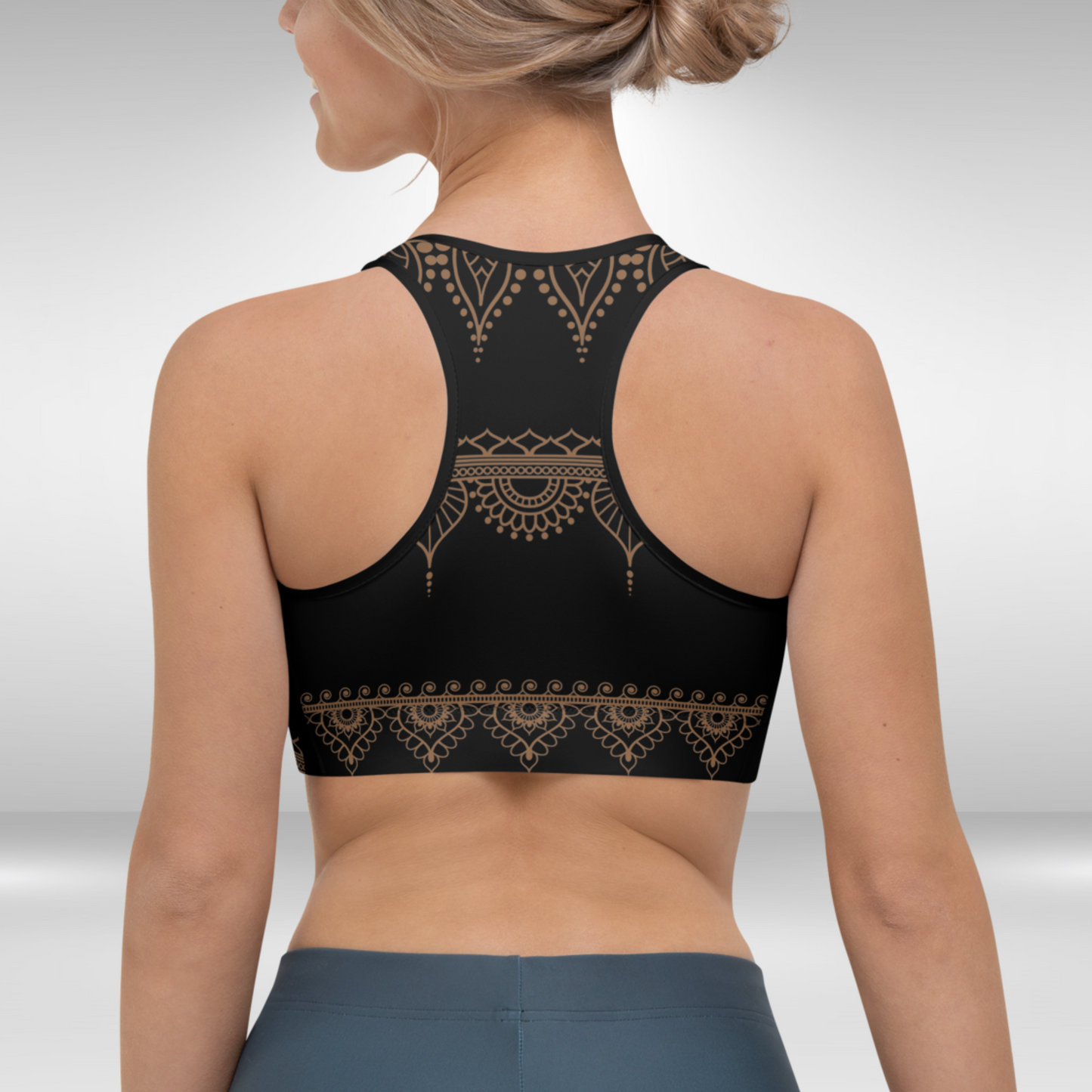 Women Sports Bra - Mehndi Print