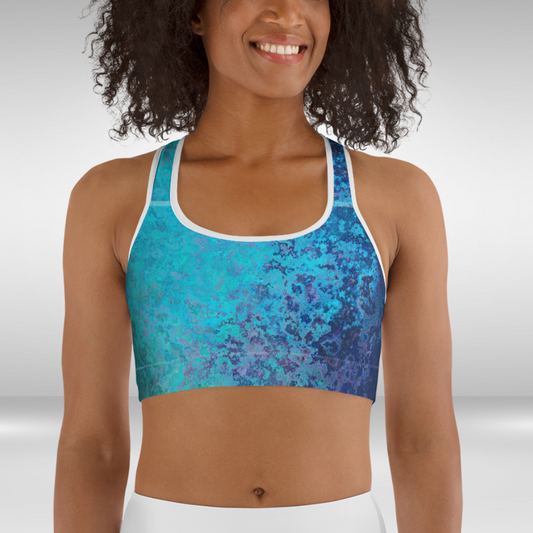 Women Sports Bra - Blue Mermaid Print