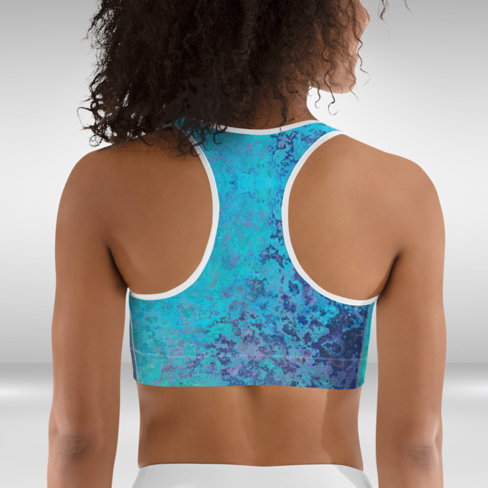 Women Sports Bra - Blue Mermaid Print