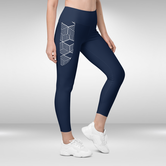 Women Legging With Pockets - Navy Blue Royal - Plus Sizes Available