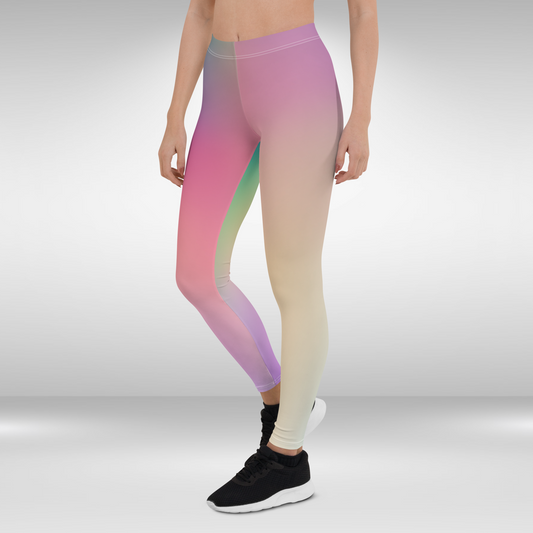 Women Gym Legging - Pastel Rainbow Print