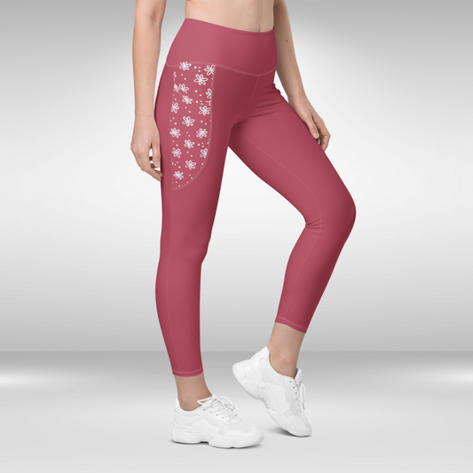 Women Legging With Pockets - Rose Pink - Plus Sizes Available