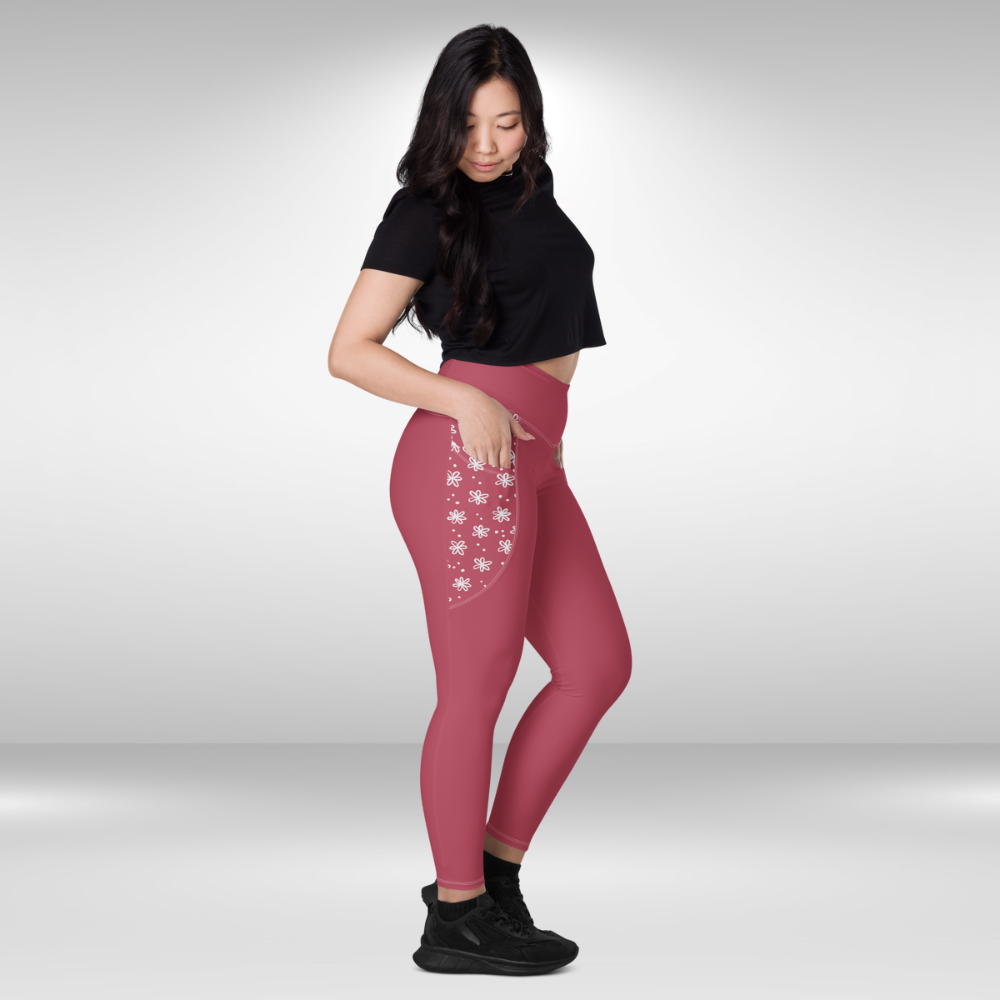 Women Legging With Pockets - Rose Pink - Plus Sizes Available