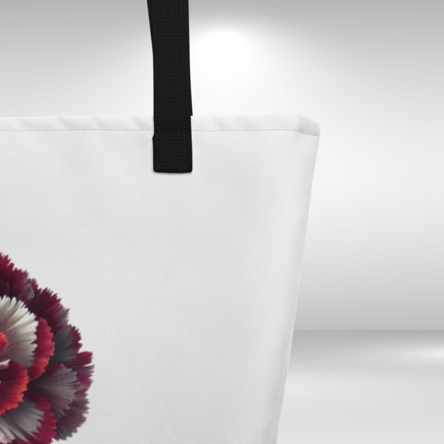 Shopping Tote Bag Large - January Birth Flower Carnation Print