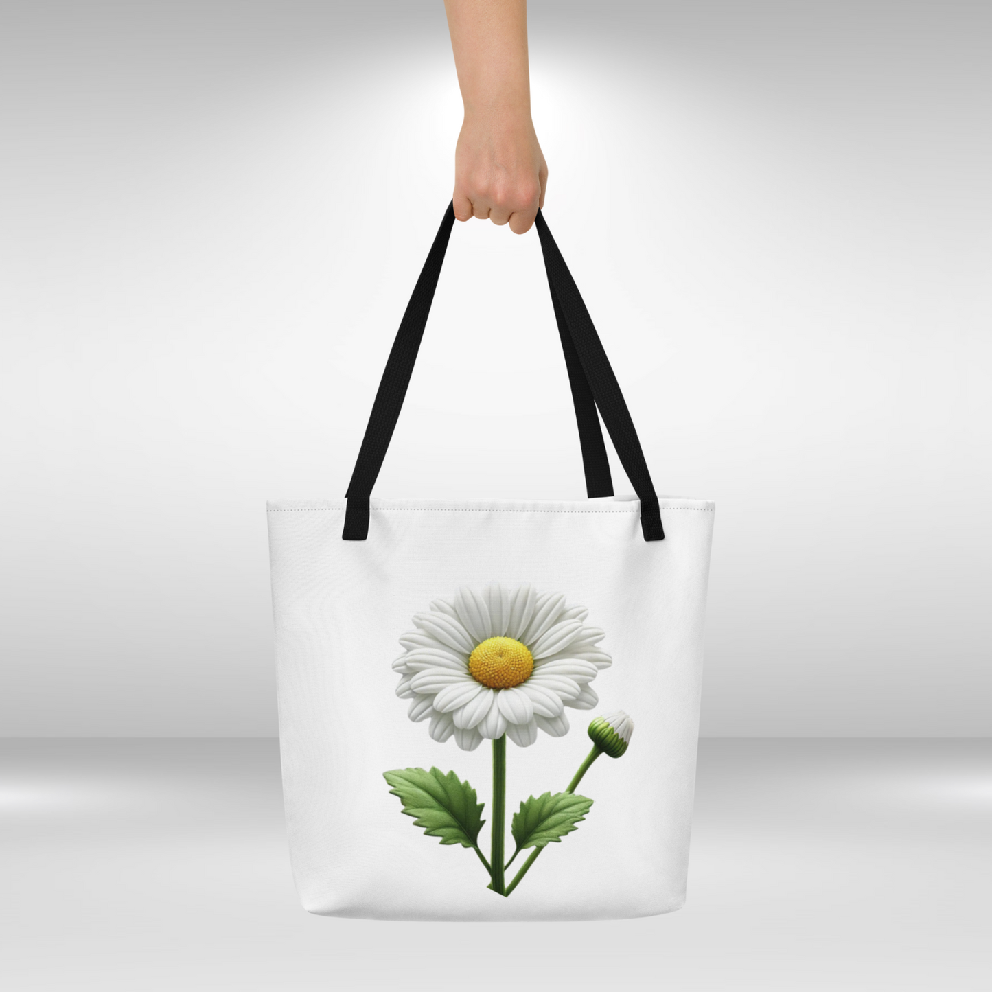 Shopping Tote Bag Large - April Birth Flower Daisy Print
