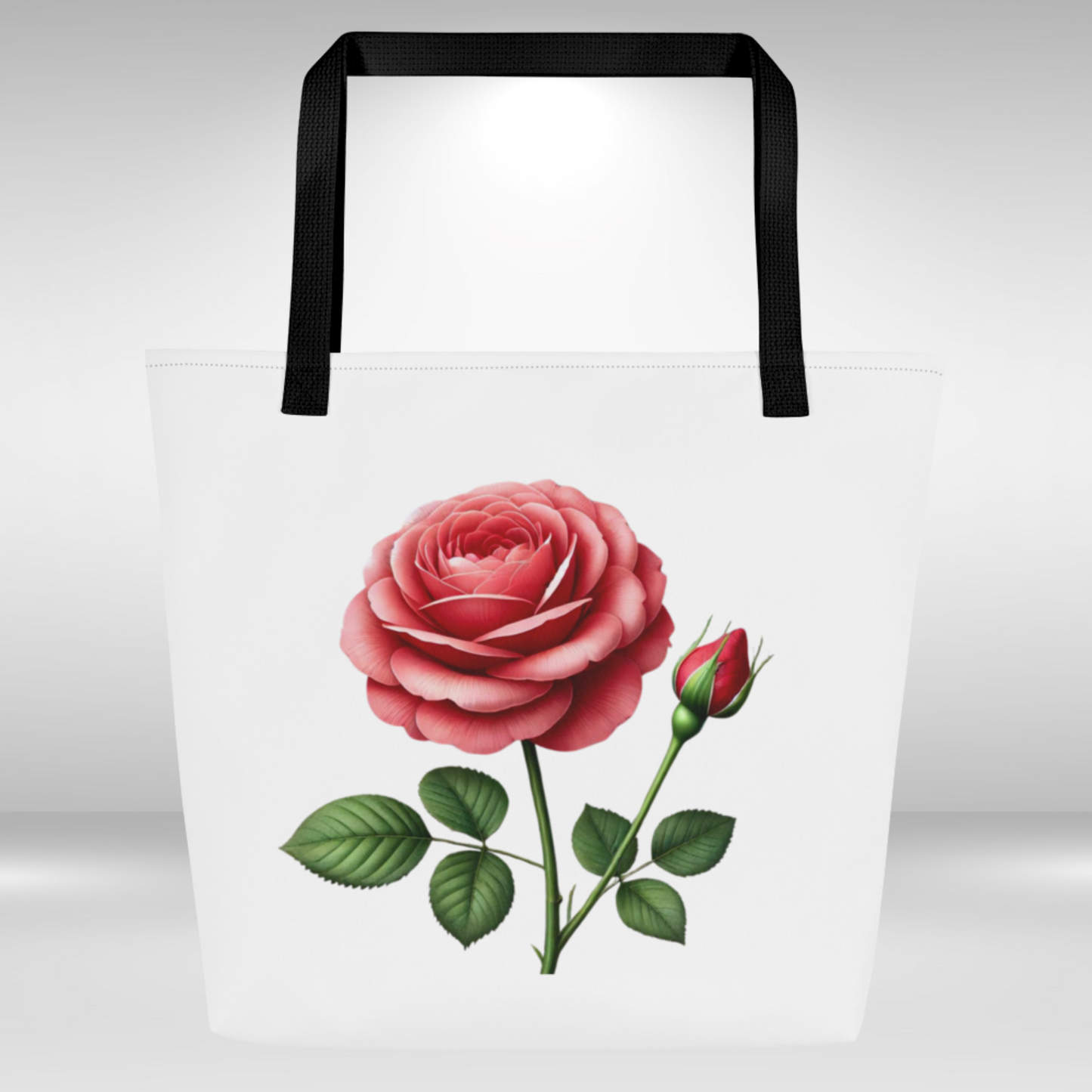 Shopping Tote Bag Large - June Birth Flower Rose Print