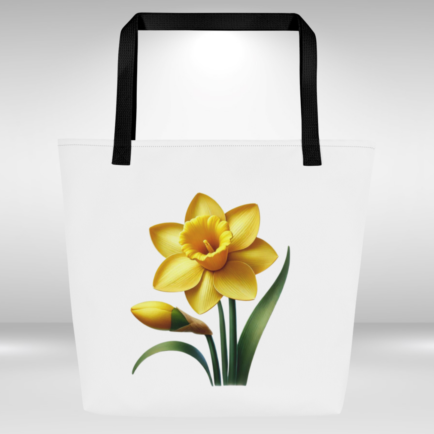 Shopping Tote Bag Large - March Birth Flower Daffodil Print