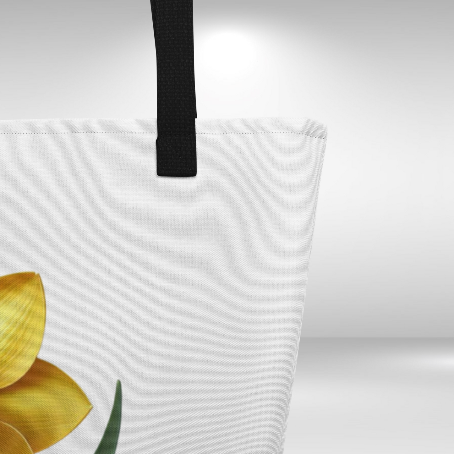 Shopping Tote Bag Large - March Birth Flower Daffodil Print