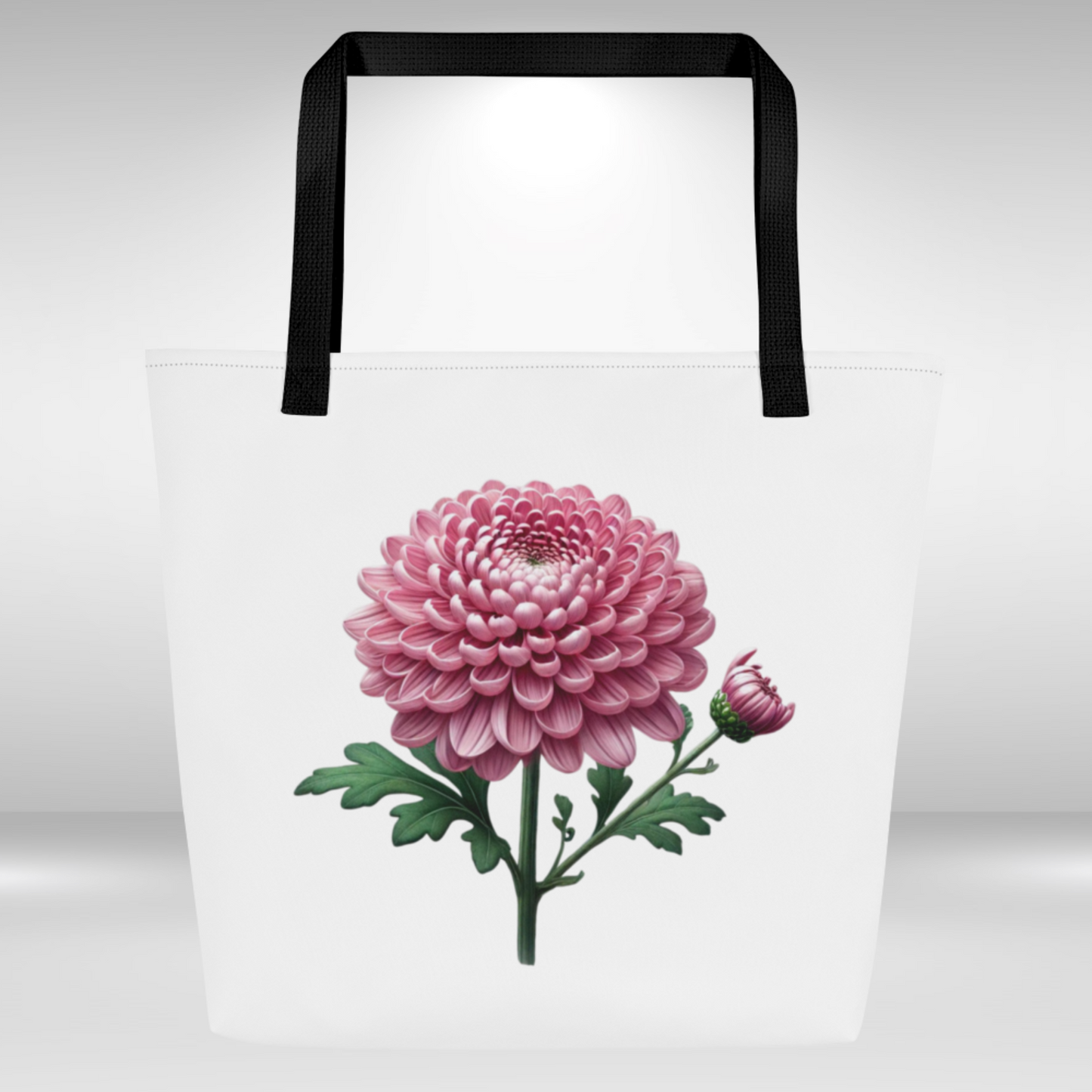Shopping Tote Bag Large - November Birth Flower Chrysanthemum Print
