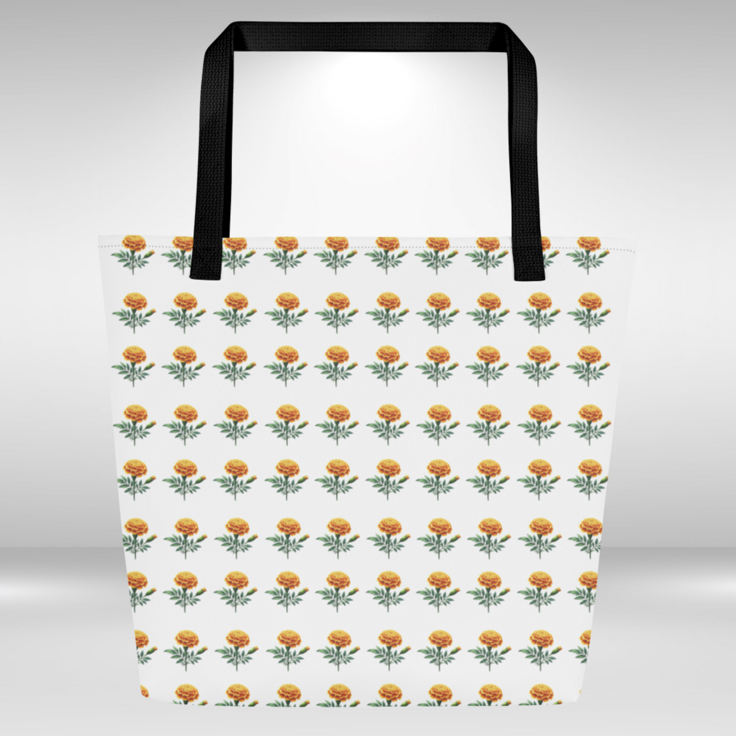 Shopping Tote Bag Large - October Birth Flower Marigold Print