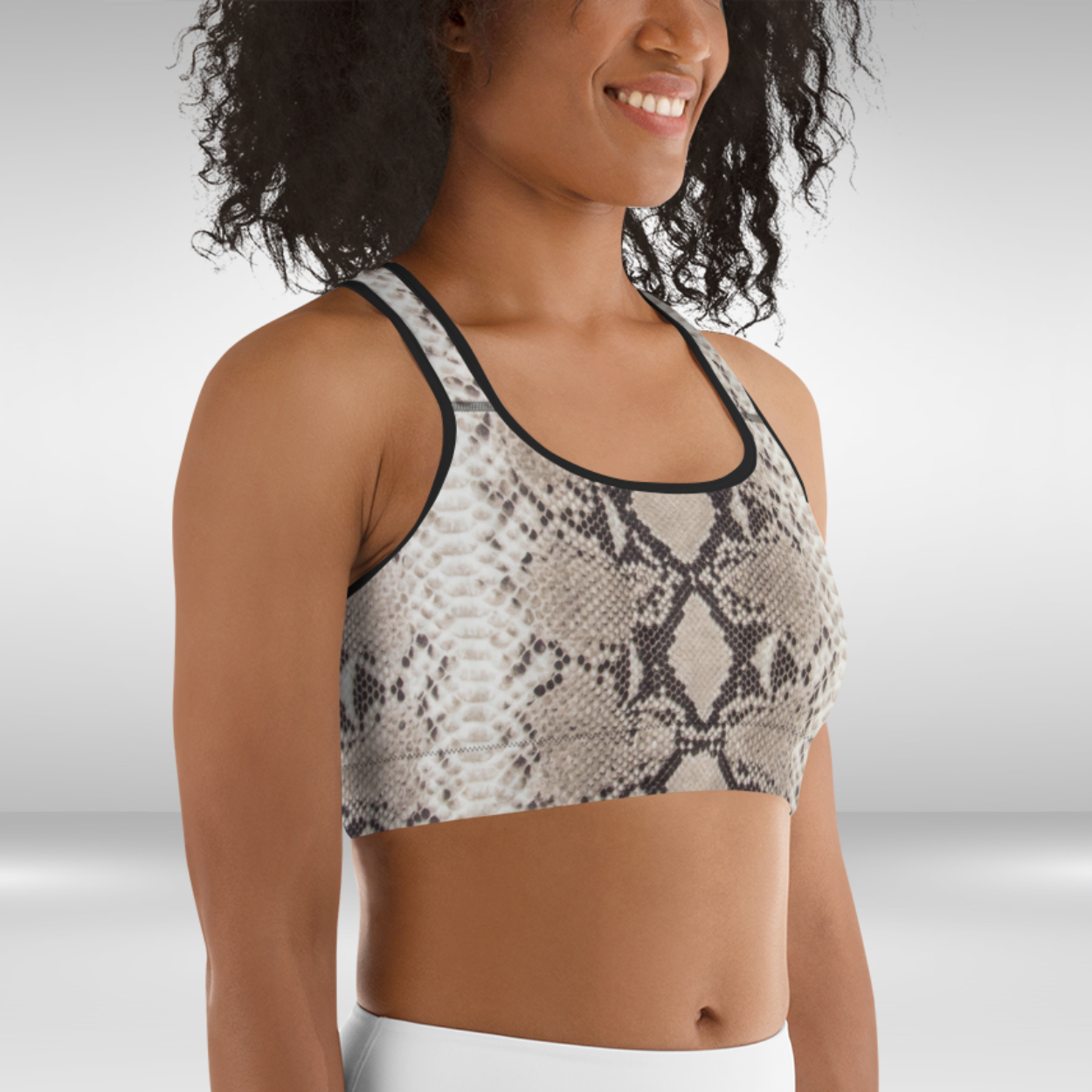 Women Sports Bra - Snake Skin Print