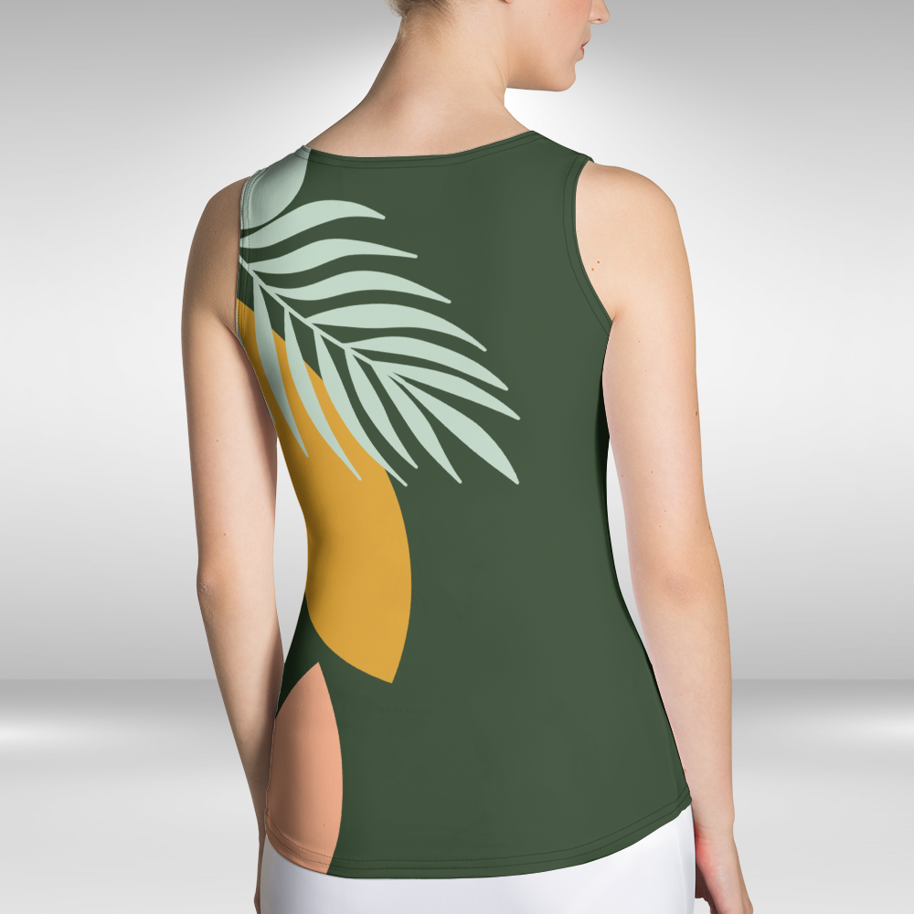 Women Tank Top - Green Tropical Print