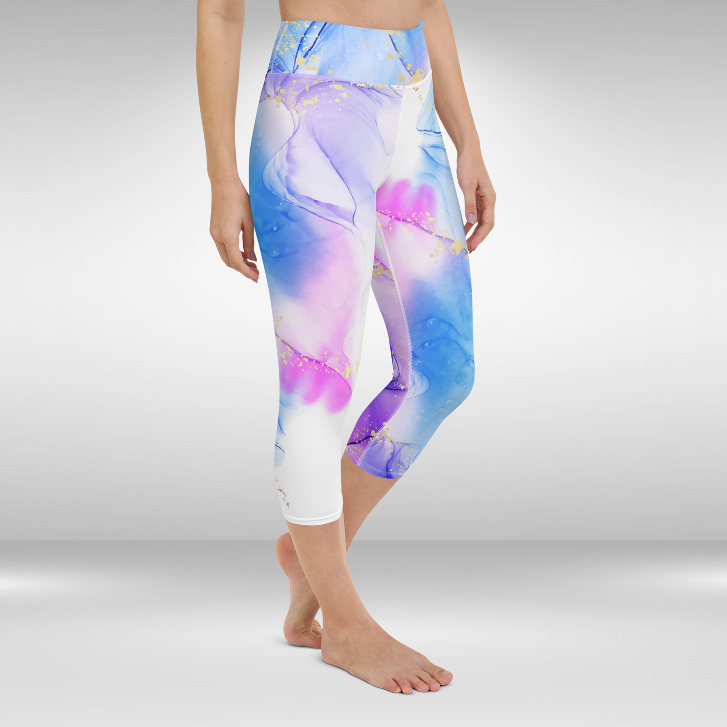 Women Capri Legging - Abstract Water Colour Print