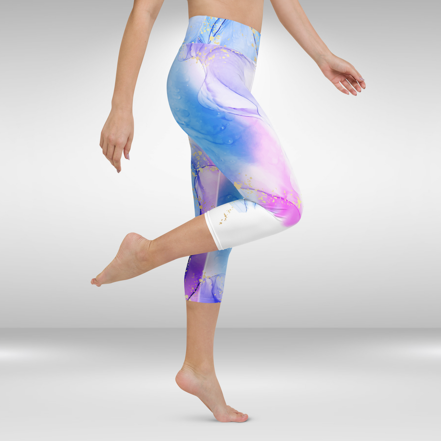 Women Capri Legging - Abstract Water Colour Print