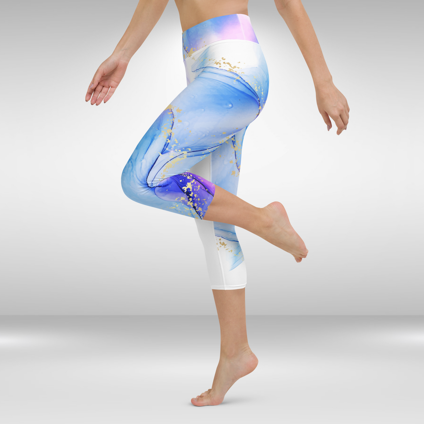 Women Capri Legging - Abstract Water Colour Print