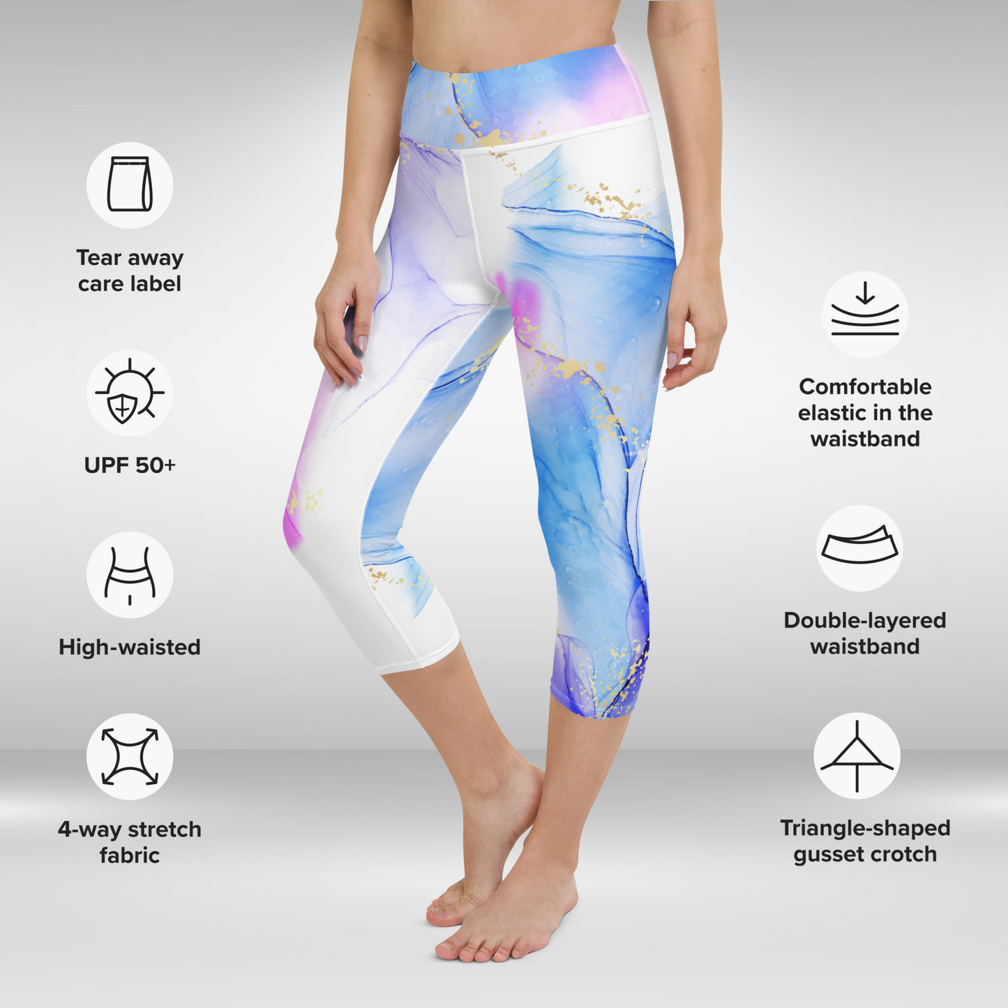 Women Capri Legging - Abstract Water Colour Print