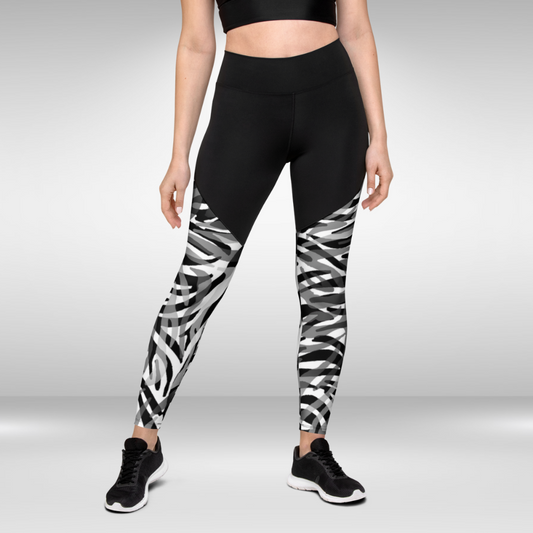 Women Compression- Black and White Camouflage Print