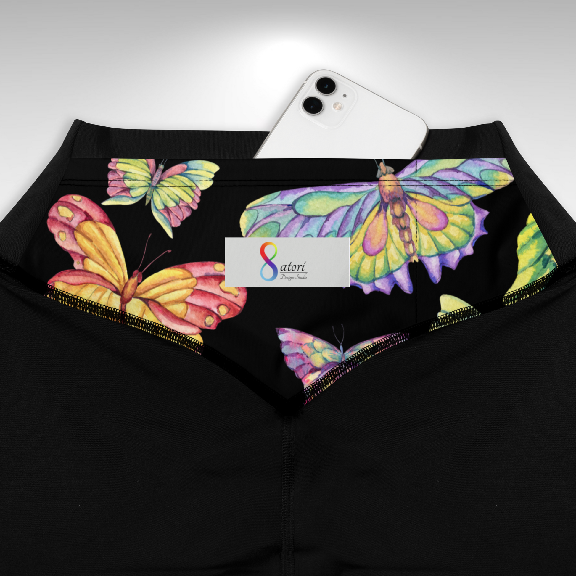 Women Compression Legging - Colourful Butterfly Print