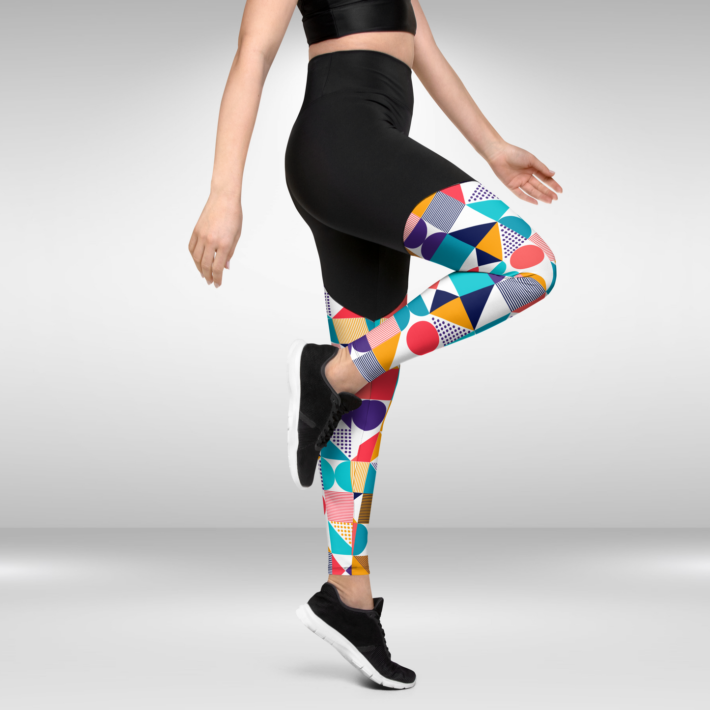Women Compression Legging - Multi Colour Sporty Print