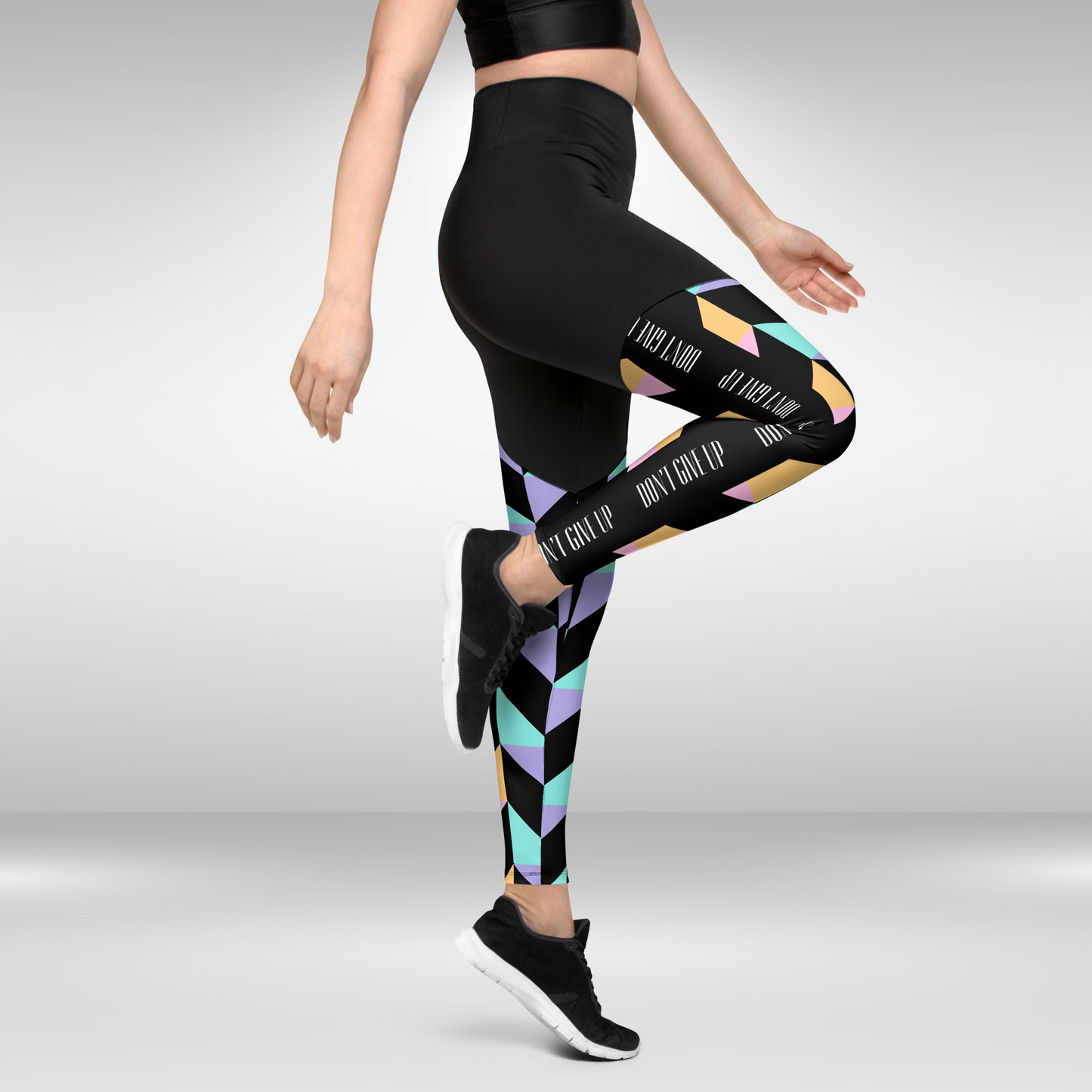 Women Compression Legging - Sporty Geometric Print